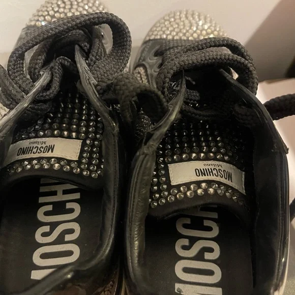 Moschino Black and Silver Crystal Sneakers - Picture 5 of 8